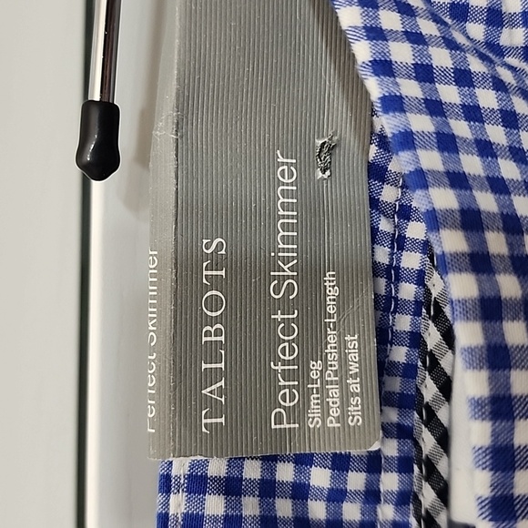 Talbots Perfect skimmers Pedal Pusher Blue checked sz 16W - Picture 2 of 10